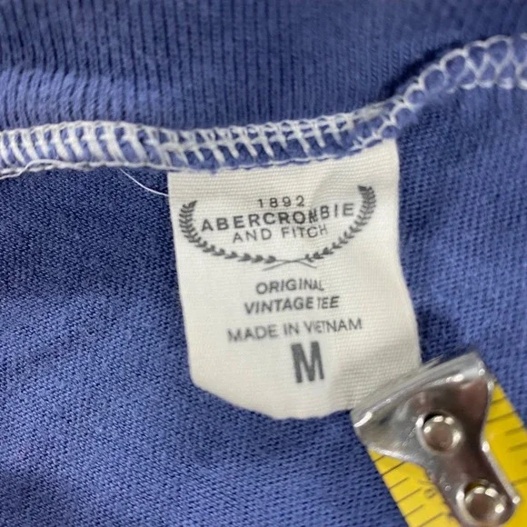 Abercrombie & Fitch Womens Blue Grey Raglan Baseball Graphic T Shirt Medium Y2K - Picture 3 of 7